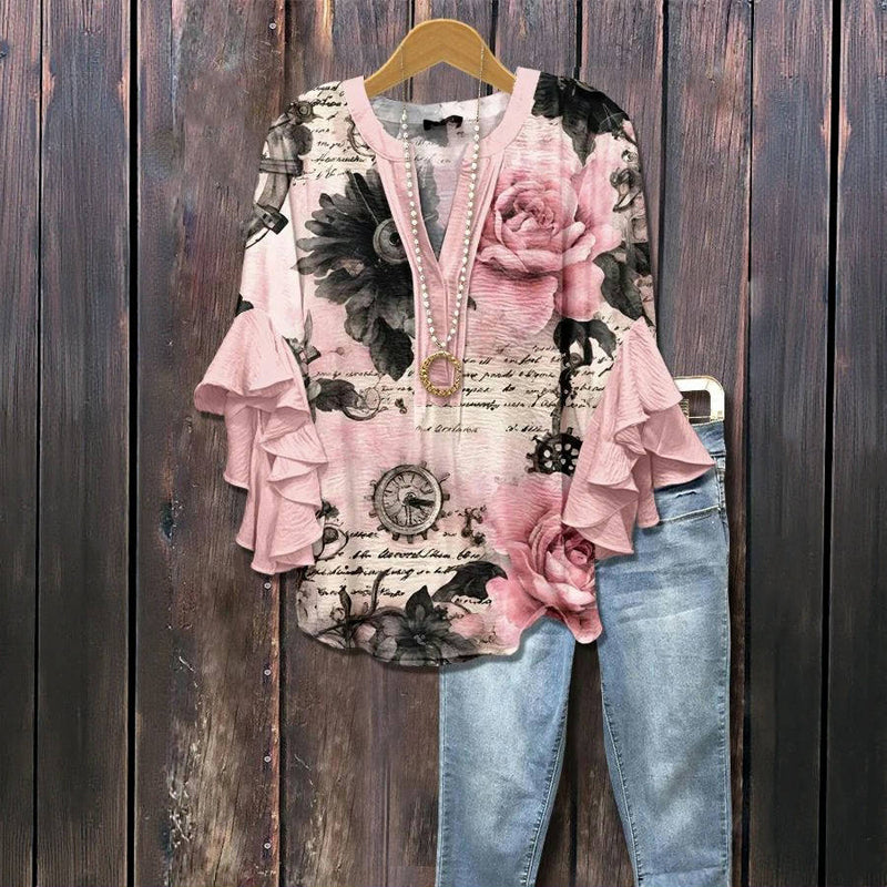 Flora™ | Blusa Vintage con Estampado Floral