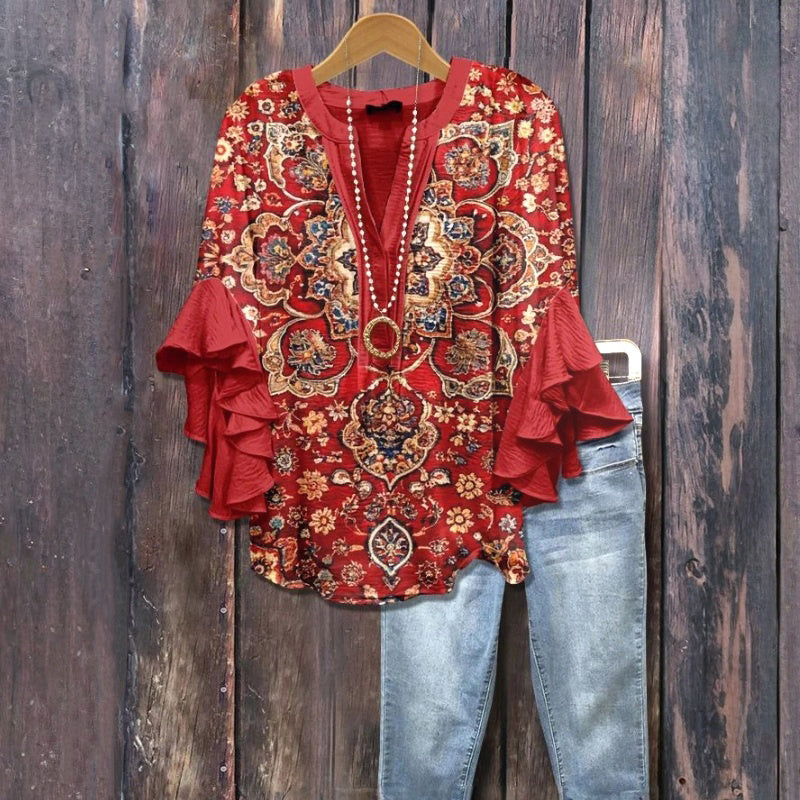 Julia™ | Blusa Vintage con Estampado Floral