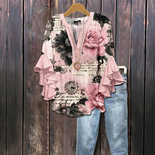 Flora™ | Blusa Vintage con Estampado Floral